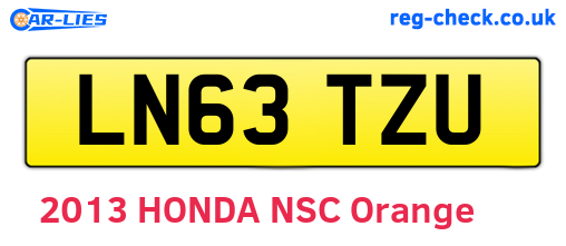 LN63TZU are the vehicle registration plates.