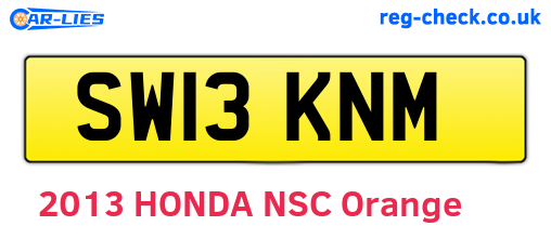 SW13KNM are the vehicle registration plates.