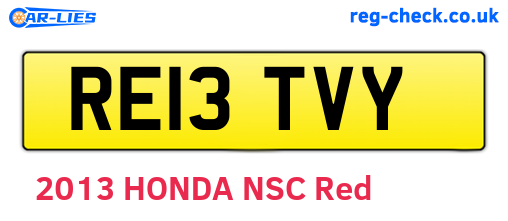RE13TVY are the vehicle registration plates.