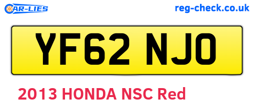 YF62NJO are the vehicle registration plates.