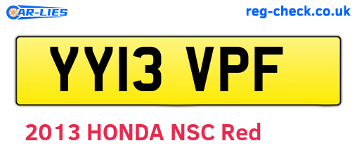 YY13VPF are the vehicle registration plates.
