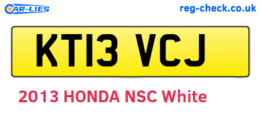 KT13VCJ are the vehicle registration plates.