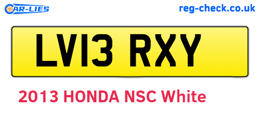 LV13RXY are the vehicle registration plates.