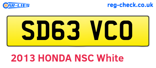 SD63VCO are the vehicle registration plates.