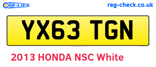 YX63TGN are the vehicle registration plates.
