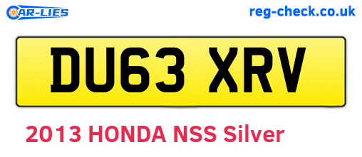 DU63XRV are the vehicle registration plates.