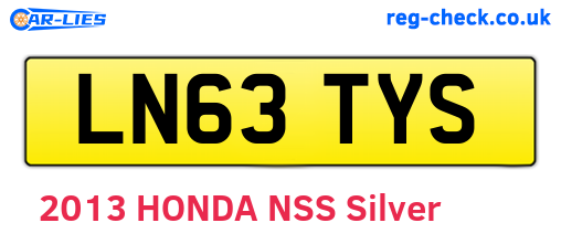 LN63TYS are the vehicle registration plates.