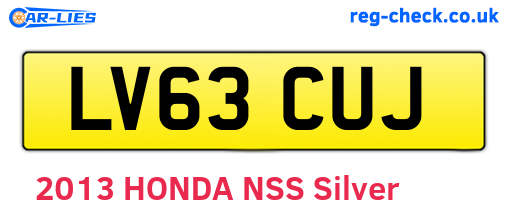LV63CUJ are the vehicle registration plates.