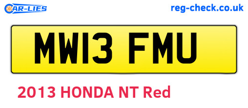 MW13FMU are the vehicle registration plates.