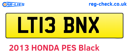 LT13BNX are the vehicle registration plates.