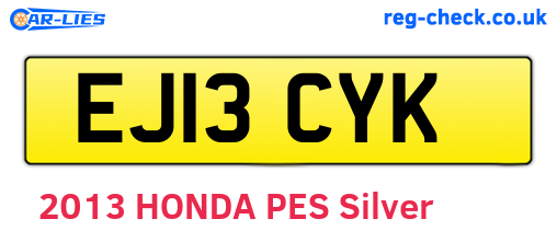 EJ13CYK are the vehicle registration plates.