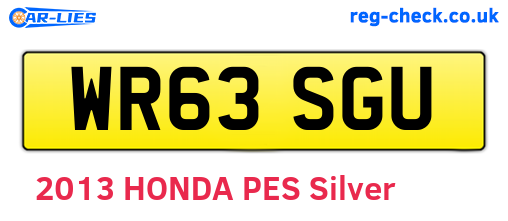 WR63SGU are the vehicle registration plates.