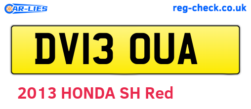 DV13OUA are the vehicle registration plates.