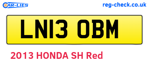 LN13OBM are the vehicle registration plates.