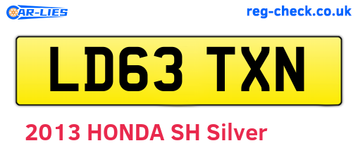 LD63TXN are the vehicle registration plates.