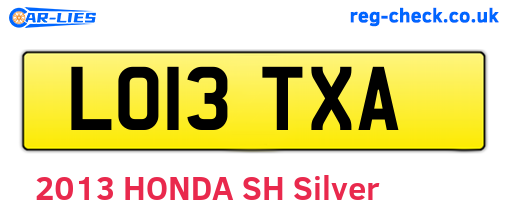 LO13TXA are the vehicle registration plates.