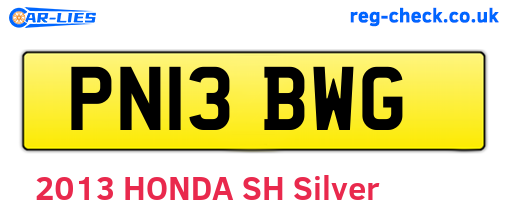 PN13BWG are the vehicle registration plates.