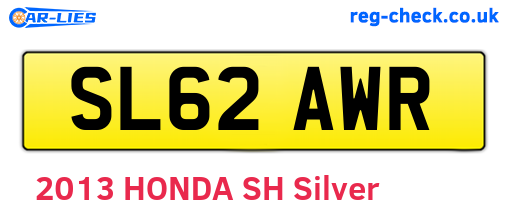 SL62AWR are the vehicle registration plates.
