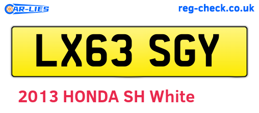 LX63SGY are the vehicle registration plates.