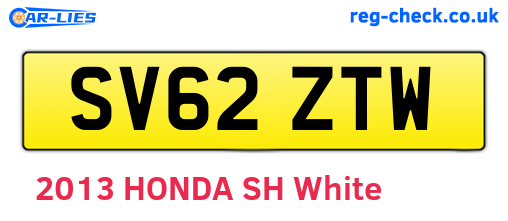 SV62ZTW are the vehicle registration plates.
