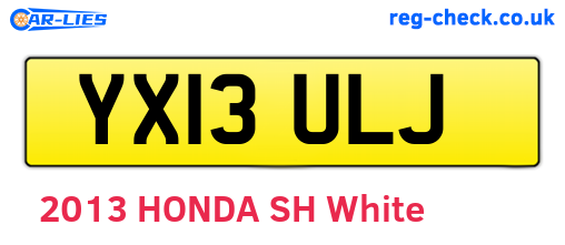 YX13ULJ are the vehicle registration plates.