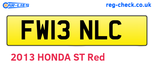 FW13NLC are the vehicle registration plates.