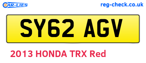 SY62AGV are the vehicle registration plates.