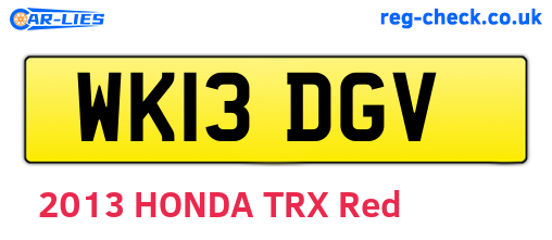 WK13DGV are the vehicle registration plates.