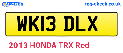 WK13DLX are the vehicle registration plates.