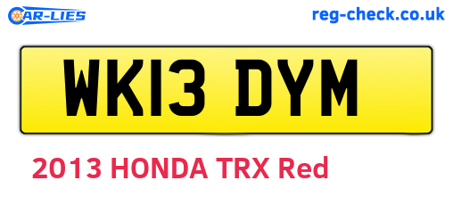 WK13DYM are the vehicle registration plates.