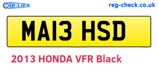 MA13HSD are the vehicle registration plates.