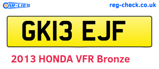 GK13EJF are the vehicle registration plates.