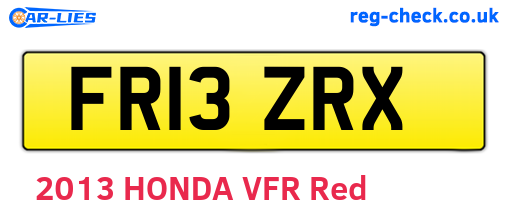 FR13ZRX are the vehicle registration plates.