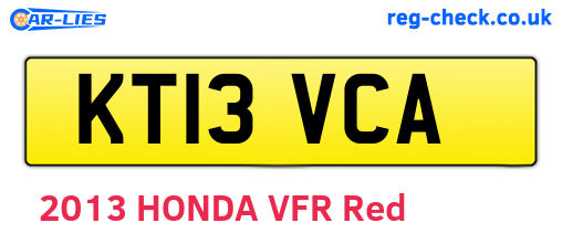 KT13VCA are the vehicle registration plates.
