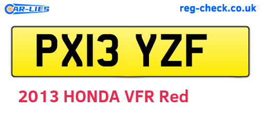 PX13YZF are the vehicle registration plates.