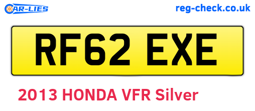 RF62EXE are the vehicle registration plates.