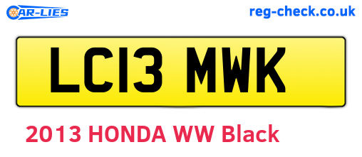 LC13MWK are the vehicle registration plates.
