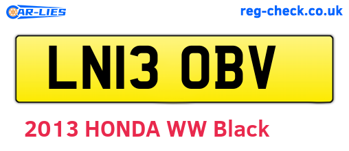 LN13OBV are the vehicle registration plates.