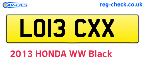 LO13CXX are the vehicle registration plates.