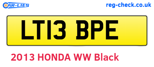 LT13BPE are the vehicle registration plates.