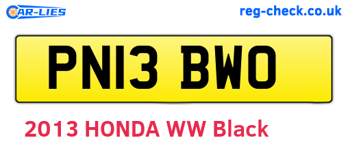 PN13BWO are the vehicle registration plates.