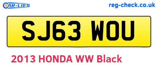 SJ63WOU are the vehicle registration plates.