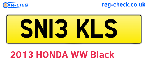 SN13KLS are the vehicle registration plates.