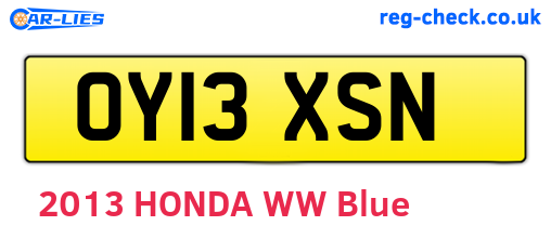 OY13XSN are the vehicle registration plates.
