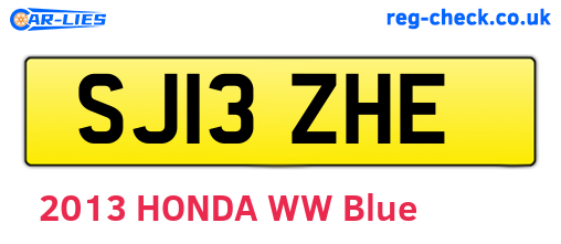 SJ13ZHE are the vehicle registration plates.