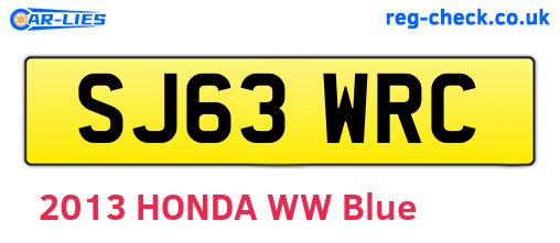SJ63WRC are the vehicle registration plates.