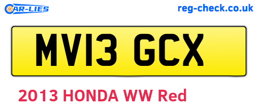 MV13GCX are the vehicle registration plates.