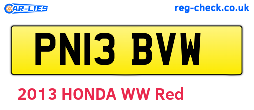 PN13BVW are the vehicle registration plates.
