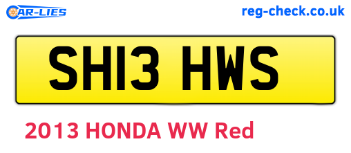 SH13HWS are the vehicle registration plates.