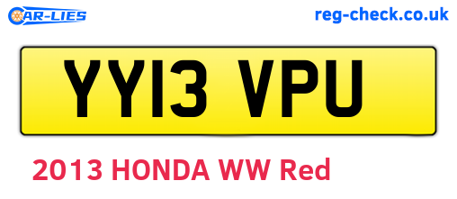 YY13VPU are the vehicle registration plates.